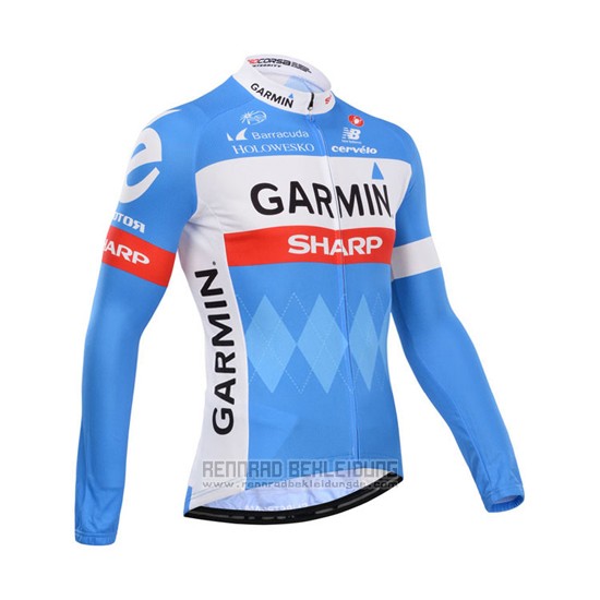 2014 Fahrradbekleidung Garmin Sharp Hellblau und Wei Trikot Langarm und Tragerhose